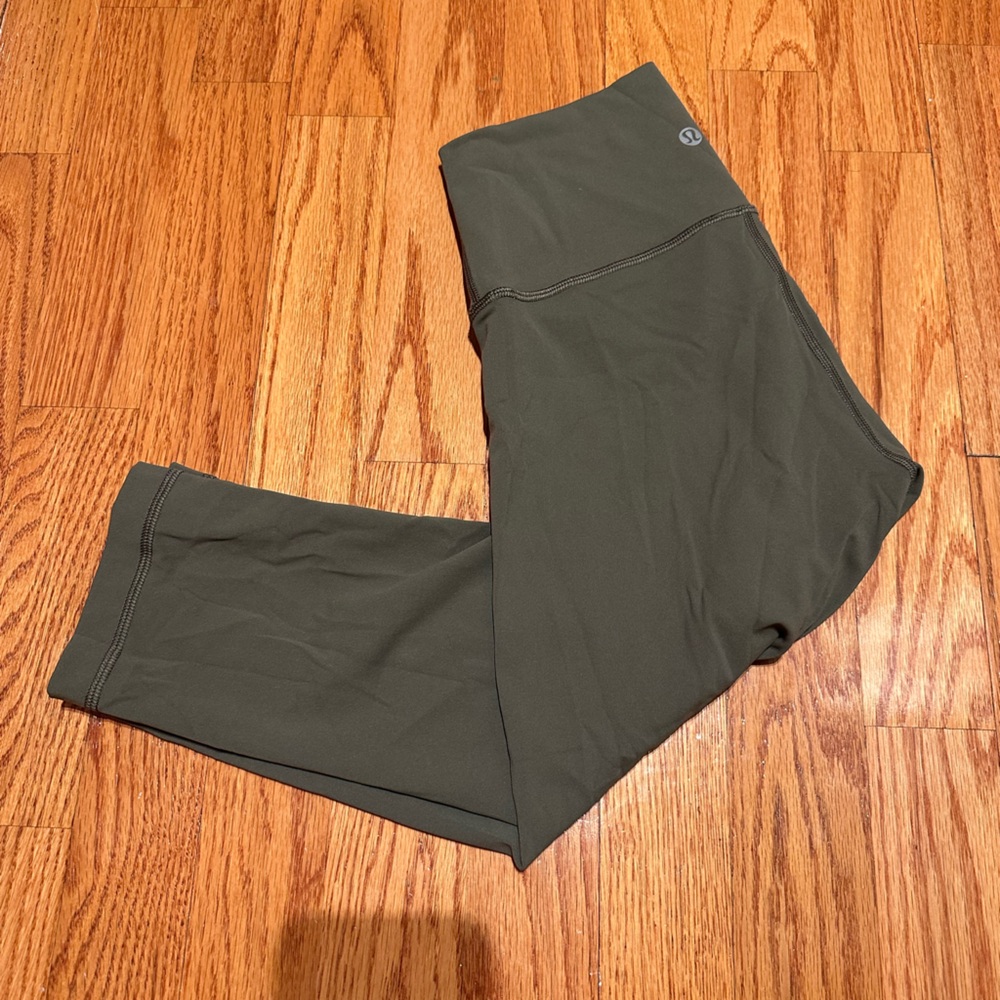 lululemon  Wonder Under Crop Olive Green Leggings